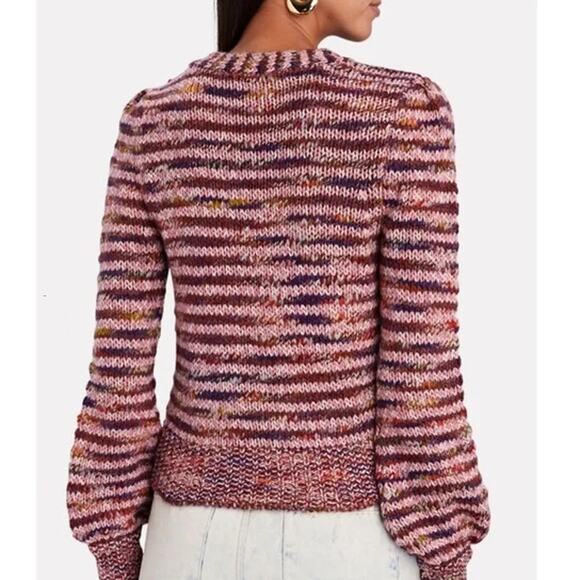 Veronica Beard Amosa Space Dyed Striped Knit Cardigan Multi Pink Taupe Size Med - Picture 4 of 10